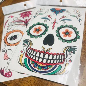 Set of 2 Halloween Temporary Face Mask Tattoos
